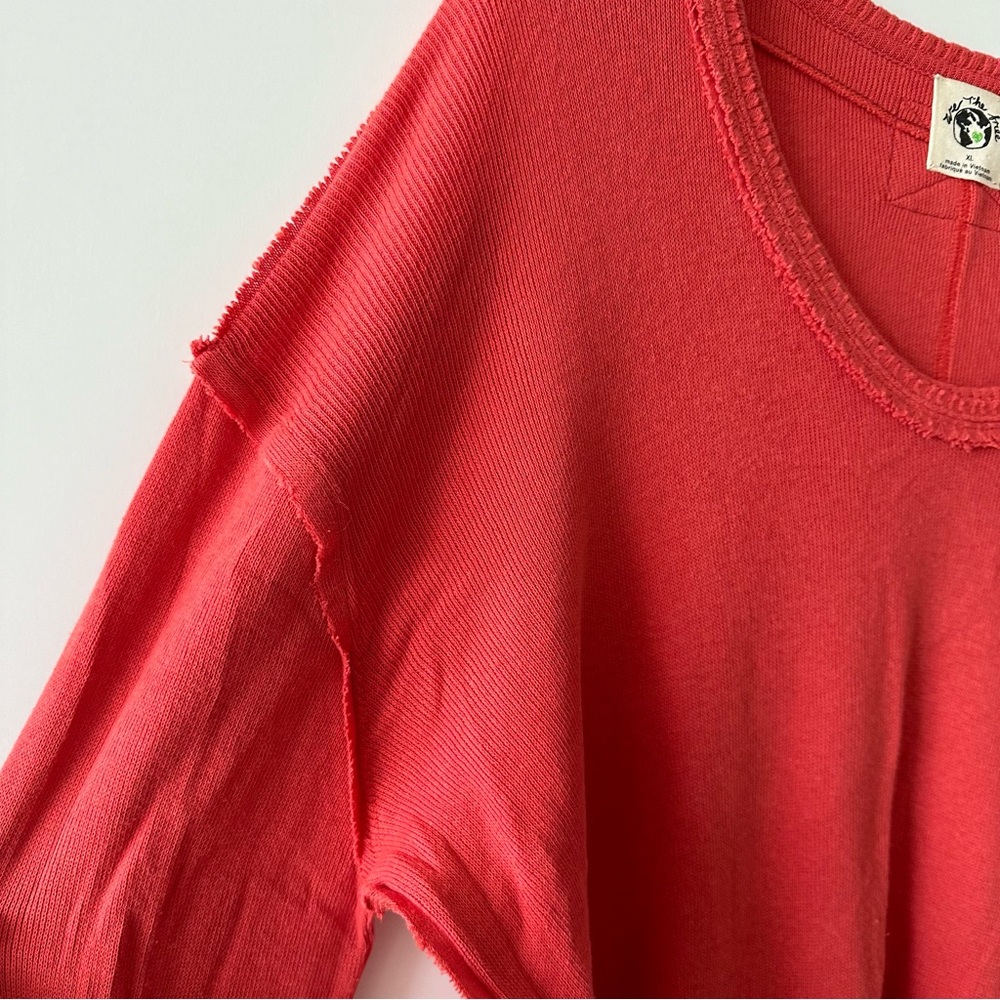 Free People / We the Free • Red Ribbon Colby Long Sleeve Top - Picture 4 of 9